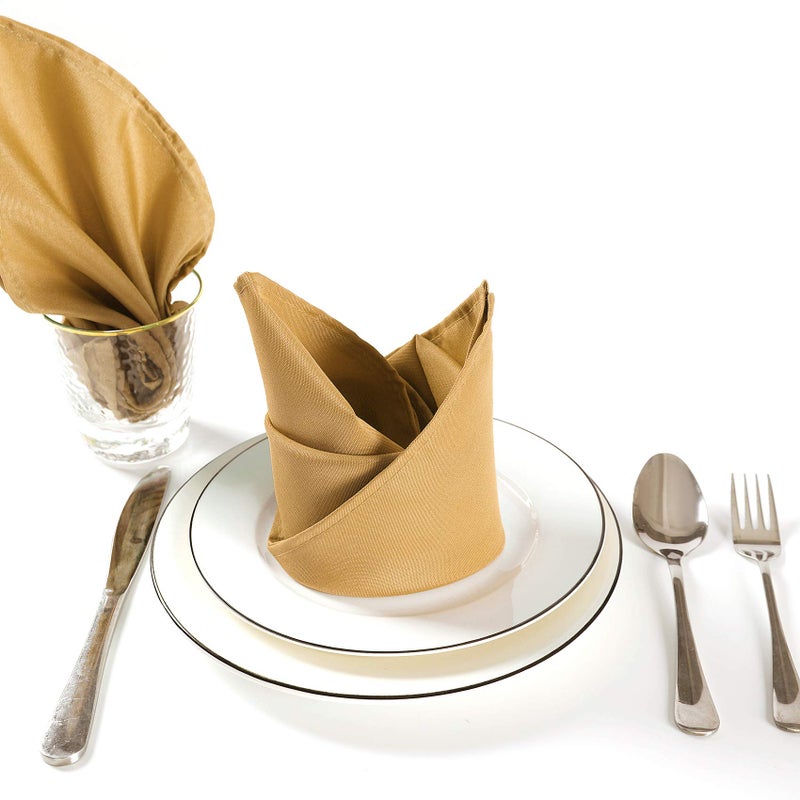 Cupuamon Cloth Napkins 17x17 inch Washable Polyester Dinner Napkins Soft Table Napkins for Wedding Party Dining Banquet(Gold,25PCS) - Image 5